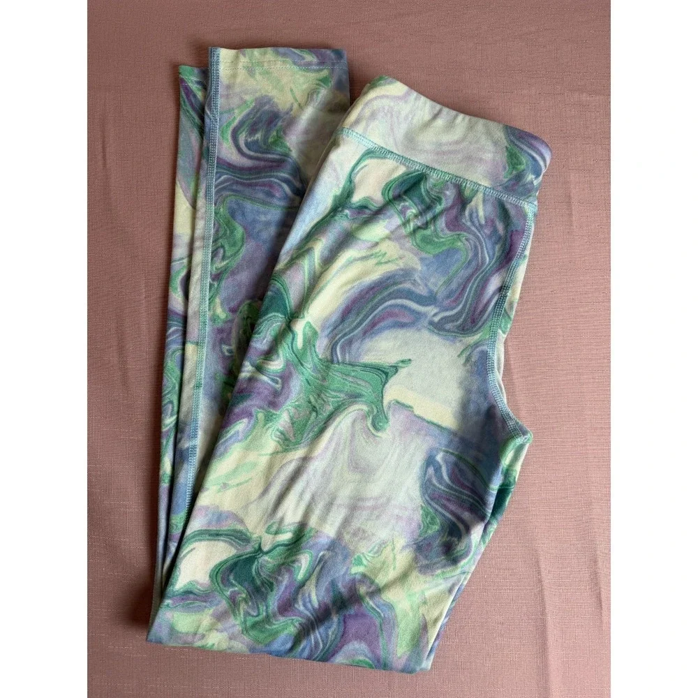 Girls Champion Active Pants Size XL 14-16 Leggings Green Blue - Picture 9 of 9